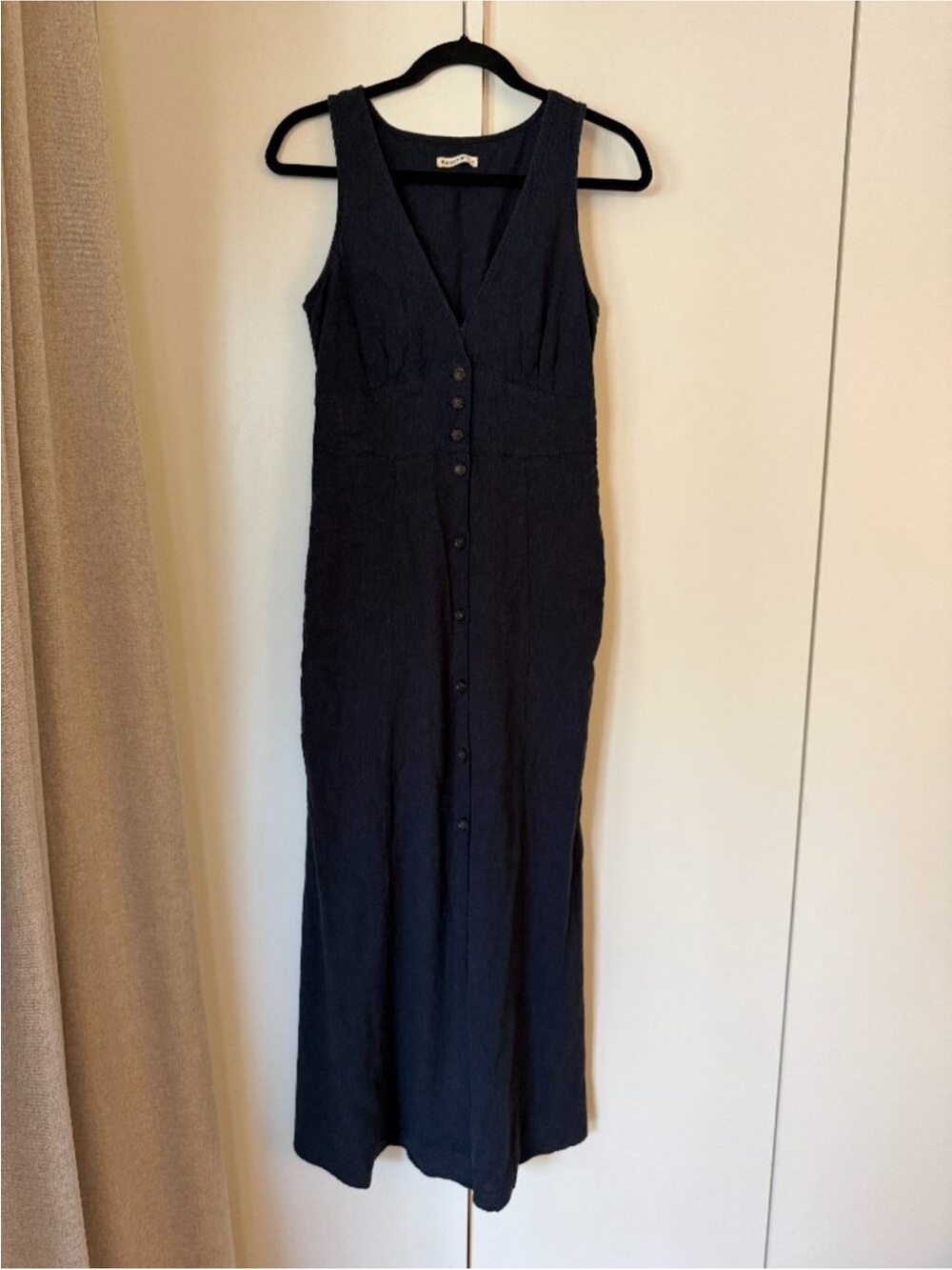 Marine layer Sleeveless black Button-Front Maxi Dress Xs